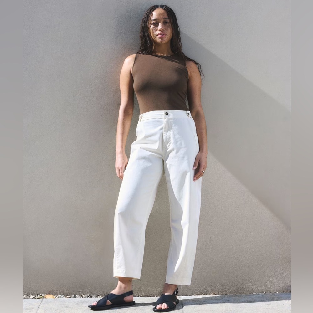 Everlane fatigue barrel pant bone color size 6